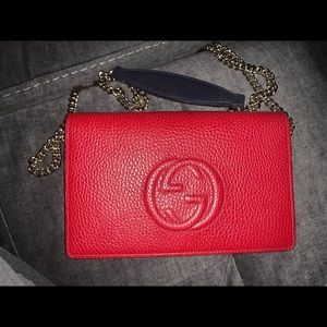 Wallet on Chain SohoRed Leather Cross Body Bag